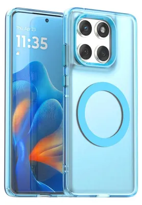 Image de Etui magnétique pour Motorola Edge 60 Fusion, Etui antichoc fin, mat et translucide Bleu