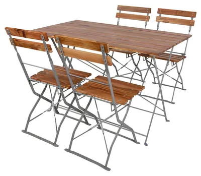Image de Ensemble de jardin de bière Table pliante + 4 chaises pliantes en acier