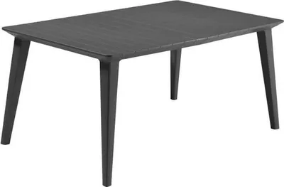 Productafbeelding van Rechthoekige tuintafel Lima, 160 cm, grafietgrijs, houtlook, kunsthars, geschikt voor 6 personen, afmetingen 157x98x74 cm