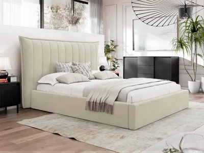 Obrázek produktu pro Manželská čalouněná postel 180x200 AMOL - špinavá bílá