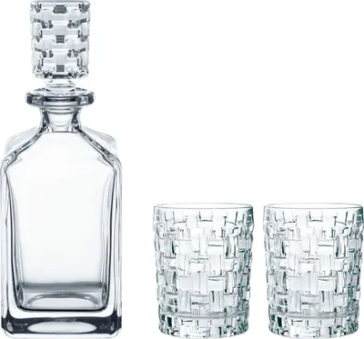 Produktbild von Nachtmann Bossa Nova Whiskyset 3tlg., Karaffe + Whiskyglas, Whiskybecher, Whiskeyglas, Kristallglas, 750 ml, 101095