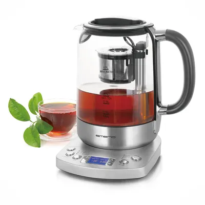 Productafbeelding van Emerio Glazen Waterkoker WK-122248 – 1,7 Liter – 2200 W – Digitaal – 5 Temperatuurstanden – Warmhoudfunctie – Automatische Theezeef – RVS/Glas