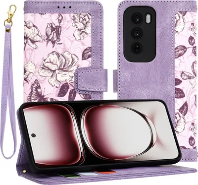 Produktbild von Techsuit FlipCraft Book Wallet Klapphülle mit Kabel für Oppo Reno12 Pro - Mysterious Purple