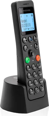 Zdjęcie produktu dla Motorola DOT201, Telefon w systemie DECT, Zestaw słuchawkowy bezprzewodowy, Głośnik, 100 wejścia, Nazwa i identyfikacja dzwoniącego, Czarny