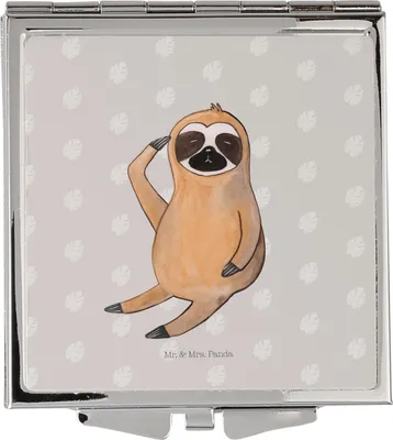 Produktbild von Mr. & Mrs. Panda Kosmetikspiegel Faultier Vogel - Grau Pastell - Geschenk, Handspiegel, Faultiere, Schminkspiegel, Genervt, Taschenspiegel klappbar, Spinner, Angespannt