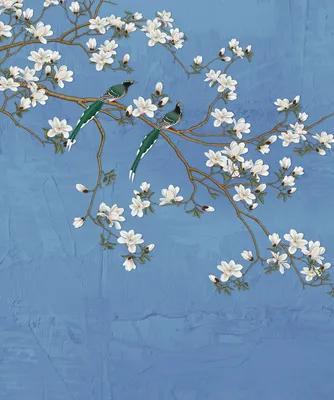 Obrázok produktu pre Sanders & Sanders Fototapeta Blossom Branches Grey Blue 270 x 225 cm