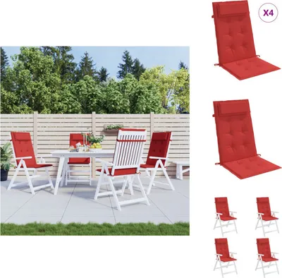 Immagine prodotto di vidaXL Cuscini per sedia con schienale alto 4 pz. Tessuto Oxford rosso - Cuscino di seduta
