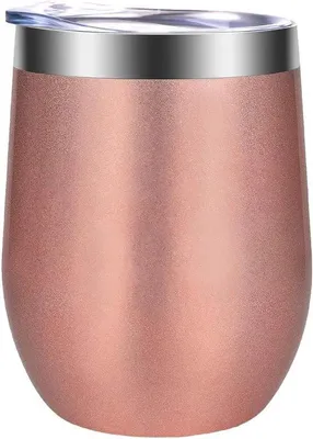 Immagine prodotto di Tazza termica da vino, acciaio inossidabile, tazza da caffè, 350 ml, tazza da vino a doppia parete con coperchio, bicchiere termico da vino per donne e uomini, caffè, champagne, tutte le bevande calde e fredde