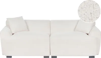 Produktbild von BELIANI Sofa Cremeweiß aus Bouclé Stoff 3-Sitzer Gepolstert mit Kissen Modernes Design Skandinavischer Stil Polstersofa Stoffsofa Wohnzimmer