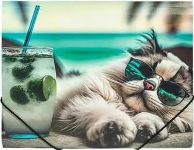 Immagine prodotto di Cartella elastica A4 stampata - Chillout Cat