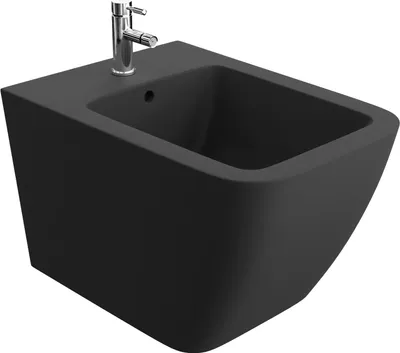 Produktbild von LAVITA Universal Wand-Bidet Onil Black mit Hahnloch und Überlaufschutz aus Keramik | Sitzwaschbecken zur Montage an der Wand | Hygienisch und Pflegeleicht | 35,5x51x32,5 cm |