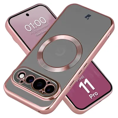 Produktbild von Handyhülle mit Magnetring für Google Pixel 11 Pro, Bizon Case EduardO, Transparent-Rosa