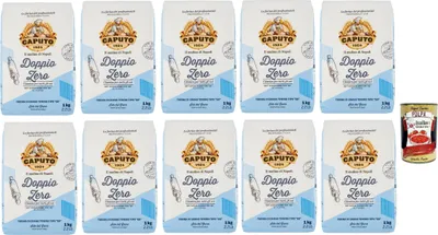 Produktbild von Caputo Doppio Zero Classica, Farina di Grano Tenero Tipo "00", "00" weicher Weizenmehl, Ideal für weiche, leichte Teig, 10x 1 Kg + Italian Gourmet polpa 400g