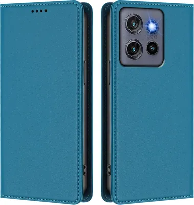 Produktbild von Handyhülle für Motorola Edge 60 Neo/Edge 50 Neo, Kunstleder Klapphülle Stoßfeste Magnetische Hülle mit Ständer Blau