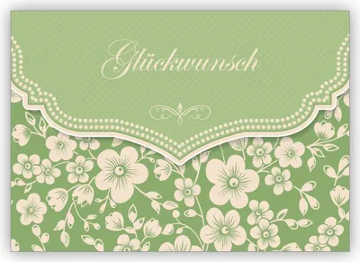 Produktbild von Traumhafte Vintage Glückwunschkarte mit Retro Kirschblüten Muster zur Hochzeit, Taufe, Geburt, Examen etc: Glückwunsch