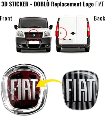 Productafbeelding van Fiat 3D-sticker, reserveonderdeel, zwart, voor de Doblò, voor en achter