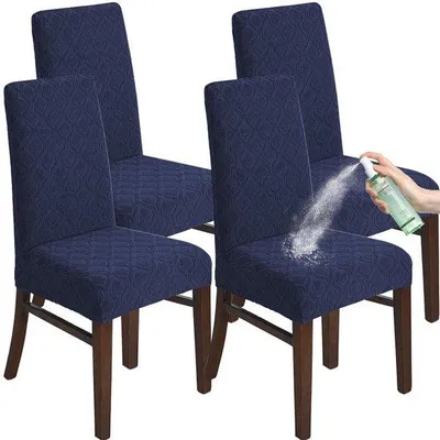 Produktbild von Ibenzoa® Elastische Stuhlhussen 4er-Set –  Jacquard‑Bezüge, wasserabweisend und waschbar, Schutz für Esszimmerstühle, passend für Standardstühle