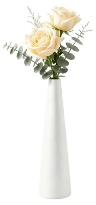 Weiße Keramikvase 22 cm, konisch, schlank, für Blumen