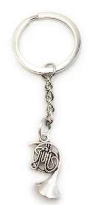 Produktbild von Onwomania Schlüsselanhänger Waldhorn Tuba trompete Silber Metall Anhänger Charm