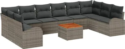 Produktbild von vidaXL Gartensofa-set 11 stk. Grau Poly-Rattan