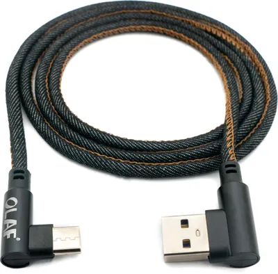 Produktbild von SYSTEM-S USB 3.1 Kabel 100cm Typ C Stecker zu 3.0 Typ A Stecker geflochten Winkel Schwarz