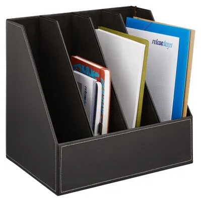 Zeitschriftensammler Kunstleder, 4 Fächer, A4-C4, 35x36x26,5 cm, schwarz
