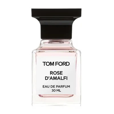 A product shot of a Tom Ford Rose D'Amalfi Eau de Parfum bottle.