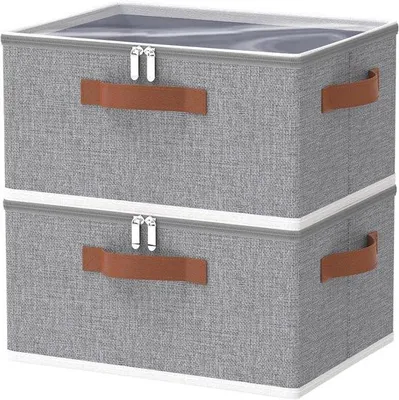 Produktbild von Famanu Aufbewahrungsbox Set aus 2 Stoffboxen mit Deckel - Multifunktionale Organizer für unter Bett und Schrank