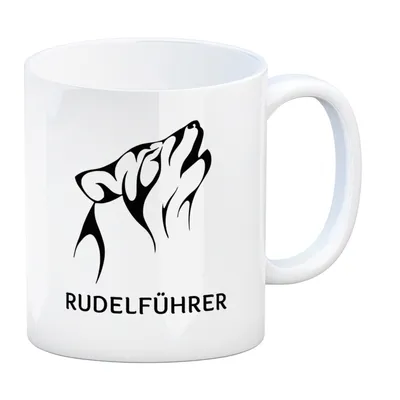 Produktbild von Rudelführer heulender Wolf Kaffeebecher mit Wolf Motiv