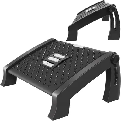 Produktbild von Fußstütze - Schreibtischfußstütze - Höhenverstellbare Fußbank - Ergonomische Fußstütze - Rutschfeste Fußstütze mit Massagefunktion