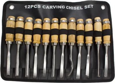 Produktbild von 12 PCS Set Holzbearbeitung Fräser Set DIY Holzbearbeitung Carving Tools Set Multifunktionale Haushalt Schreiner Meißel Werkzeug Set mit Aufbewahrungstasche