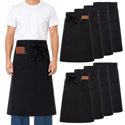 8er-Set Kellnerschürzen, Polyester, schwarz, 72x67 cm, mit Tasche