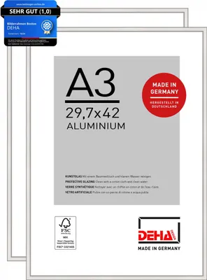 Produktbild von DEHA Design Bilderrahmen Boston (2er Set), A3 29,7x42 cm, Aluminium Silber