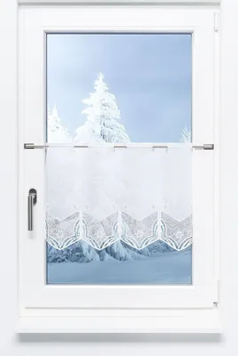 Produktbild von Scheibengardine Plauener Spitze - Schneeblumen (Bx H) 96cm * 40cm silber/Silber-Weiß