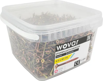 Produktbild von Vorteilseimer Spanplattenschrauben Gelb Verzinkt 4,0 x 40 mm Torx 20 Teilgewinde - 2000 Stück