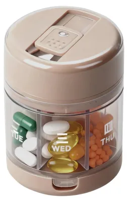 Produktbild von Tablettenbox 7 Tage Organizer mit Pillenteiler 2er Set feuchtigkeitsbeständig für unterwegs