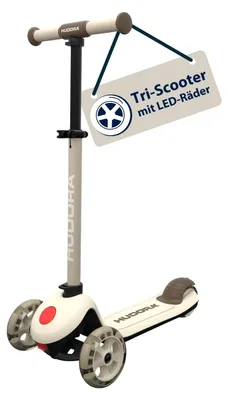 Productafbeelding van HUDORA Tri-Scooter – Ivoor – met LED-wielen – driewieler met verstelbare hoogte