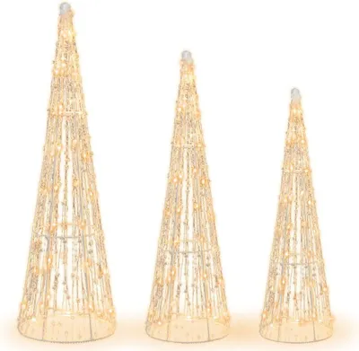 Image de arbre de Noël LED 3 pièces CM24604DE en forme de cône