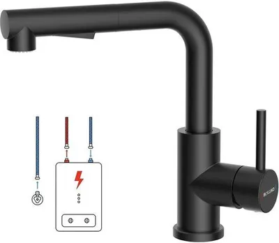 Produktbild von Schwarze Küchenarmatur mit Ausziehdüse und 2 Strahlarten