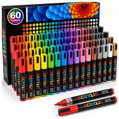 Produktbild von Acrylmarker Zandor 60 Farben wasserfest 4 mm für Stein Glas Holz Keramik