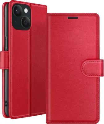 Zdjęcie produktu dla Zanaé, etui z klapką na iPhone'a 15 z magnetycznym zamknięciem i kieszeniami na karty, czerwone