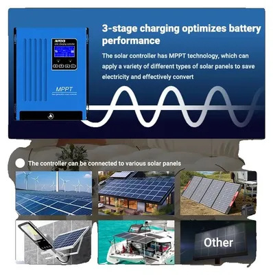 Obrázok produktu pre Solárny regulátor nabíjania, menovitý prúd 80 A, LCD displej, ANJ-MPPT-48V-80A, 80 A