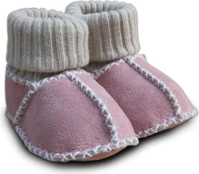 Produktbild von Heitmann Baby-Lammfellschuhe mit Strickbündchen Rosa, Größe: 16-17