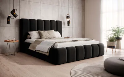Obrázek produktu pro BESILIO Čalouněná postel Dream 180x200 - Designová postel s úložným prostorem a dřevěným rámem - černá & Magic Velvet 2219