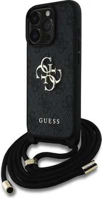 Produktbild von Guess Polyurethan4g Metal Logo Crossbody Strap Iphone 15 Pro Max Handyhülle Schwarz Schwarz One Size