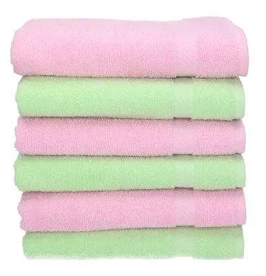 Produktbild von Betz 6 Stück Handtücher 50x100 cm PALERMO 100% Baumwolle  Farbe: grün und rose