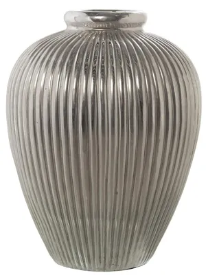Keramikvase silberfarben 31x39 cm