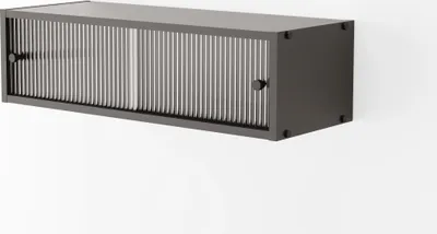 Produktbild von Arrocco Moderner Schrank / Hängeschrank mit Glastür mit Rillen B:81/H:22,5/T:30cm Farbe:schwarz