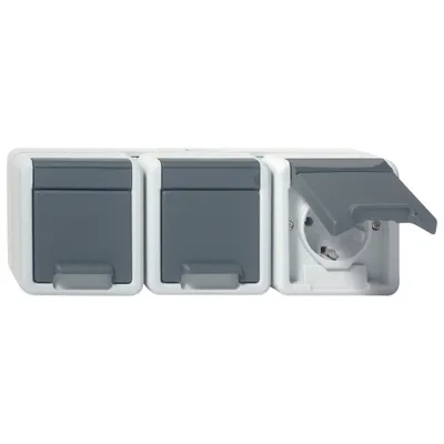 Produktbild von GIRA SCHUKO-Steckdose 3-fach      078930 WG Aufputz grau