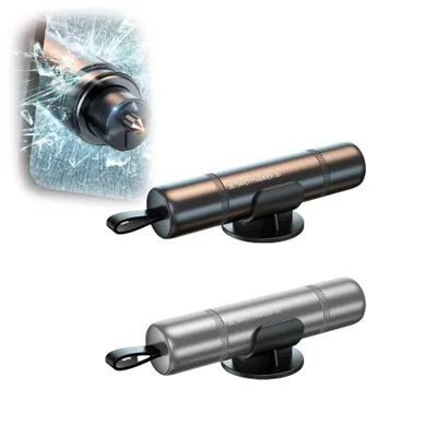 Produktbild von Gurtschneider Notfallhammer,2 Stück Safety Nothammer Auto,Tragbarer Sicherheitshammer Fensterbrecher für Underwater&Land für Auto Bus(Schwarz+Silber)